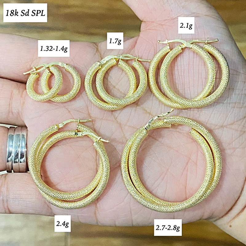 18K Saudi Gold Chunky Popcorn Hoop Earrings (nasasangla) Shopee