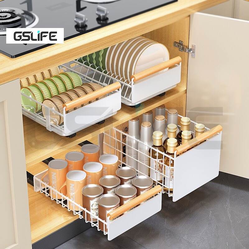 GSlife Pullout Basket for Kitchen Racks Organizer Under Sink Organizer