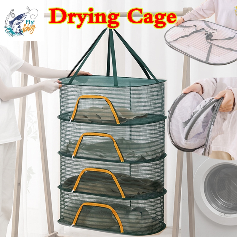 Fishing Drying Net Foldable Drying Cage Hanging Rack 14 Layers Fish
