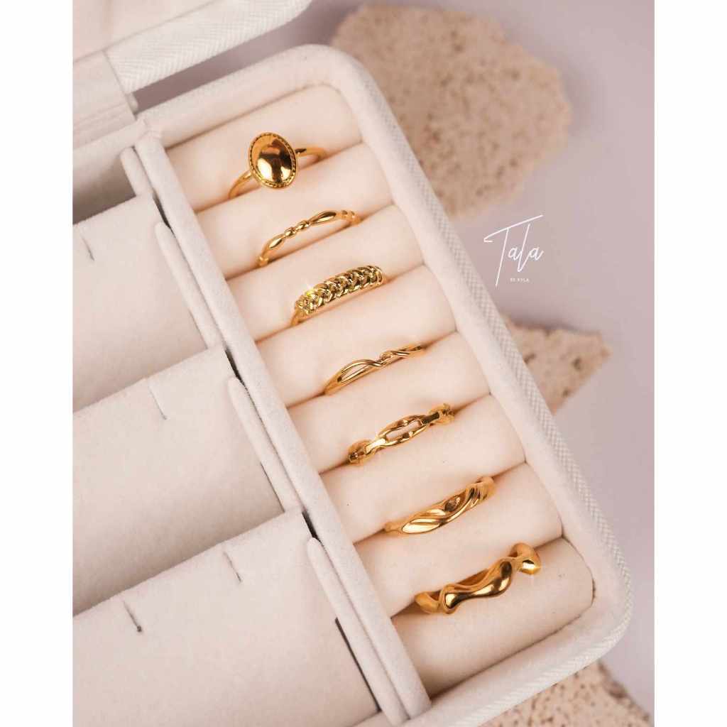 Tala By Kyla Basic Ring Collection Plus Gift Box 18K Gold Plated Daily