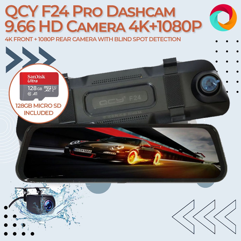 Qcy F Dashcam K Front P Rear Ultra Hd Mirror Touch Screen