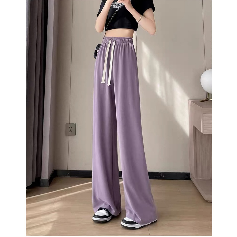 ACHS High Waist Korean Fashion Women's Mopping Pants Casual Wide Leg ...