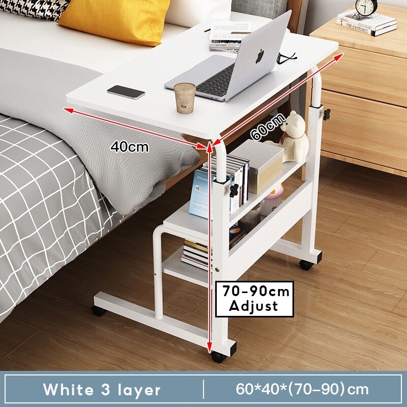 Side Table With Wheels (L60/80) Adjustable Portable Computer Table