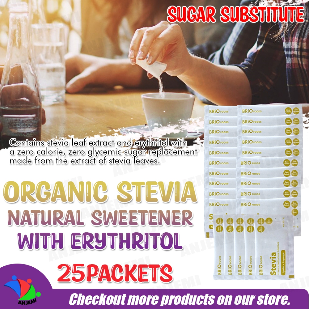 Stevia with Erythritol Natural Sweetener 25 Packets Sugar Substitute