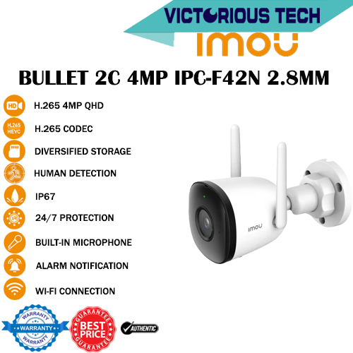 IMOU Bullet 2C 4MP IPCF42FN 2.8MM with Builtin Mic and Motion