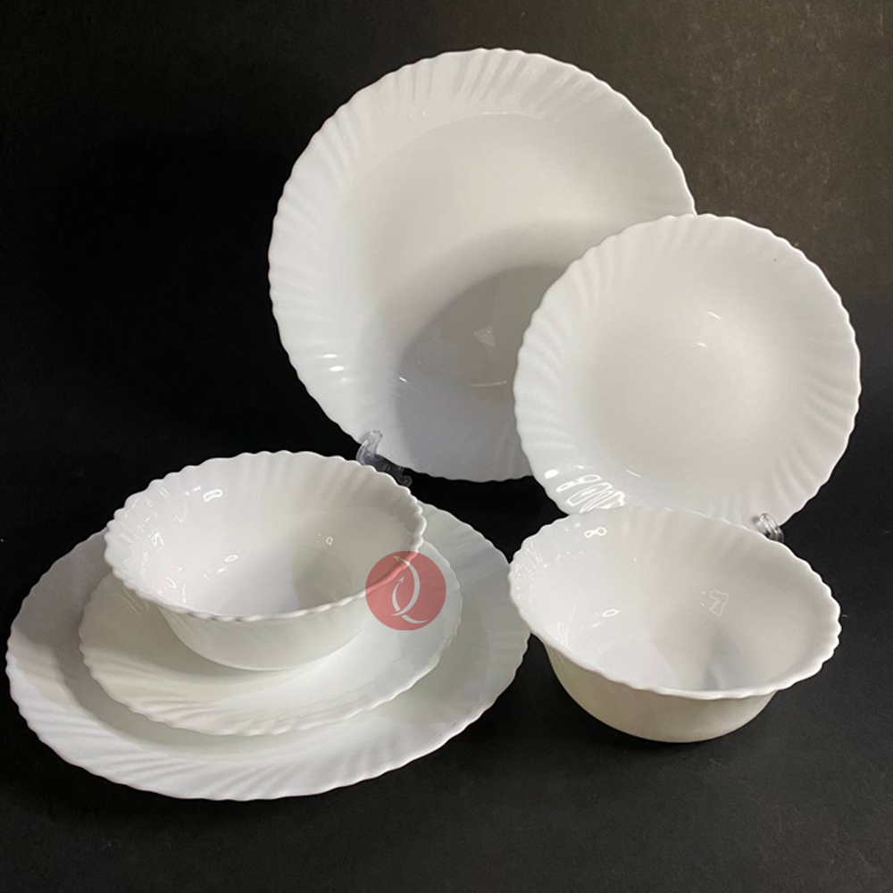 Opal White Dinner Set Royal Dine Fairfax 6pcs Set Plates Dessert Plate  Bowl