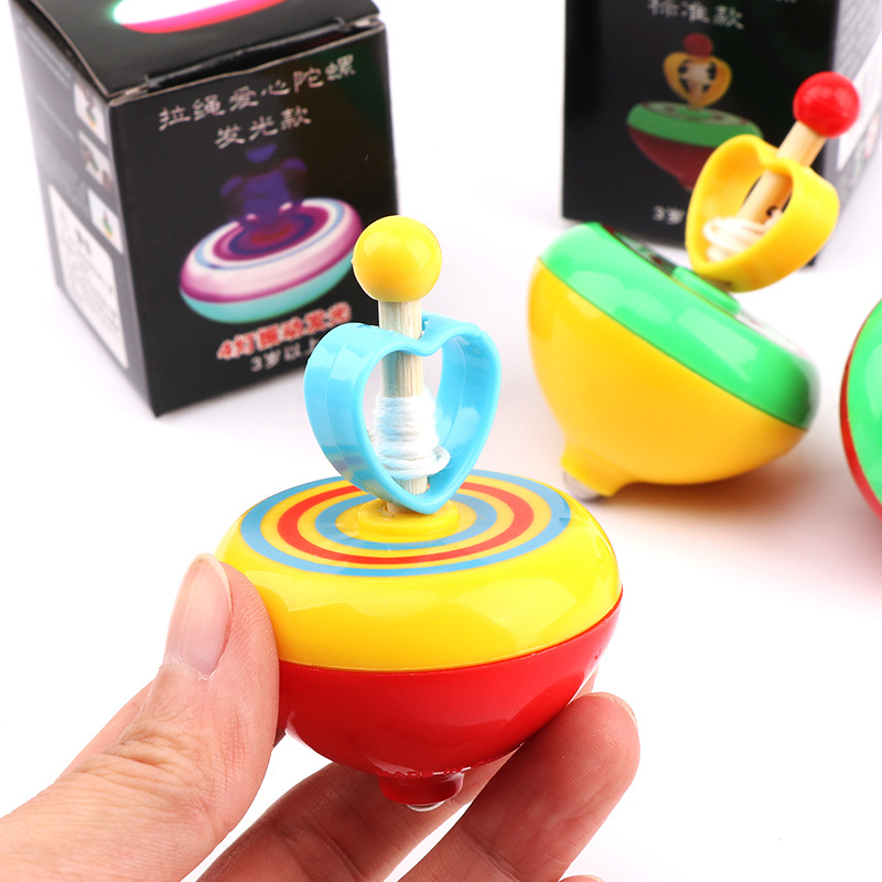 Pull rope luminous colorful top toy children's love spinning creative ...