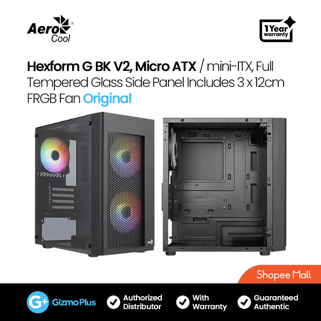 Aerocool Hexform G BK V2, Micro ATX / mini-ITX, Full Tempered Glass ...