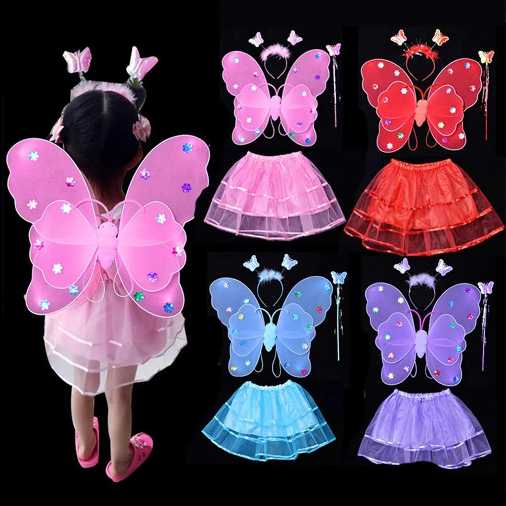 Girls Princess 4pcs/set Costume Butterfly Costume Fairy Butterfly Angel