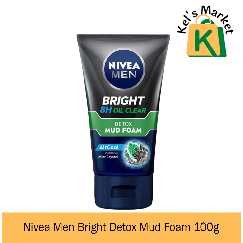 NIVEA MEN BRIGHT 8H OIL CLEAR DETOX MUD FOAM 100g | Shopee Philippines