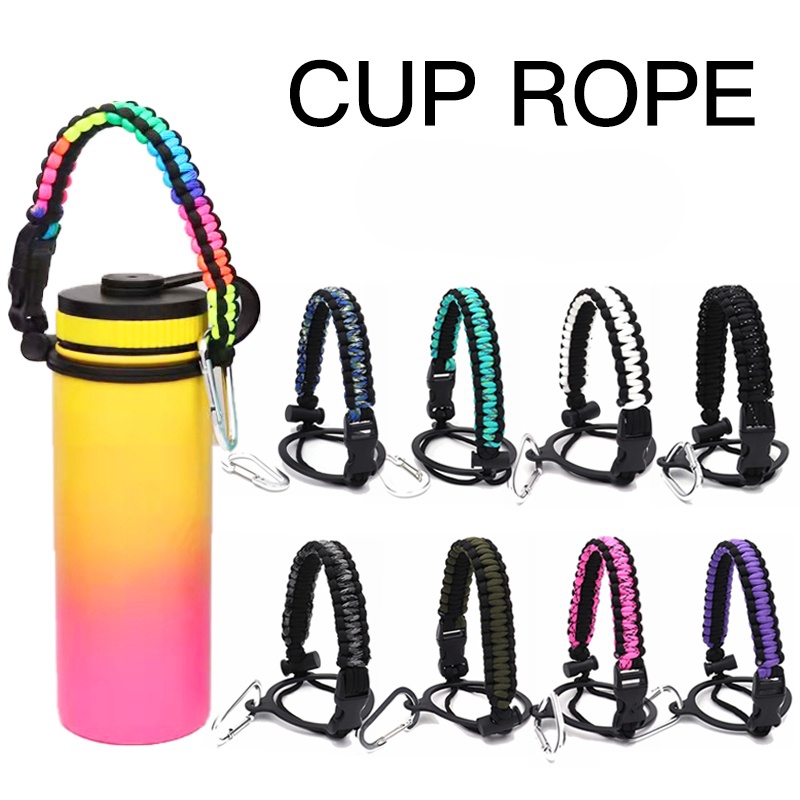 Paracord Strap Water Bottle Handle Strap Cord Safety Ropes with Ring