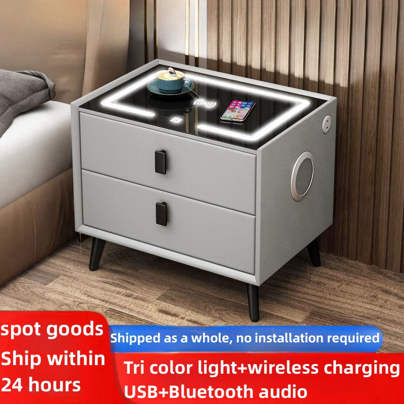 Multifunctional smart bedside table USB wireless charging Bluetooth