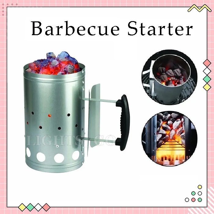 Charcoal Starter Barrel Chimney Grill Barbecue BBQ Galvanized Steel