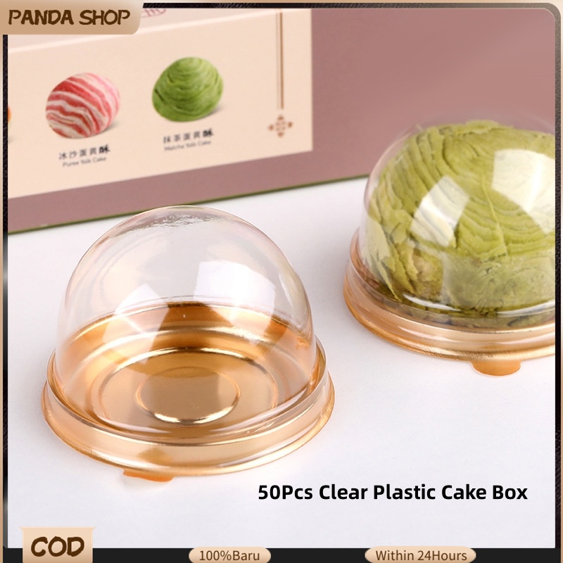50Set Cupcake Dome Box Gold Mini Cupcake Box Transparent Dome Cupcake