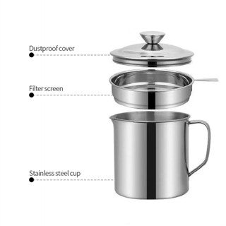 Nipiin Large Oil Strainer Stainless Steel Pot Can Container with ...