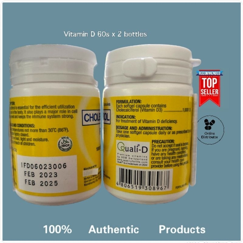 Vitamin D, Calcium Sodium Ascorbate in 1 and 2 bottles