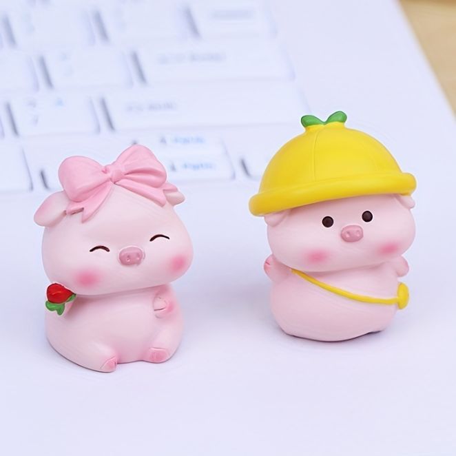 LHK Small Size Hand Held Cute Ornamental Pig Scout & Pink Ribbon Pig ...