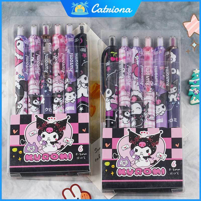 6Pcs/Set Japan Sanrio Kuromi Neutral Pen Cute Press Type ST Neutral Pen ...