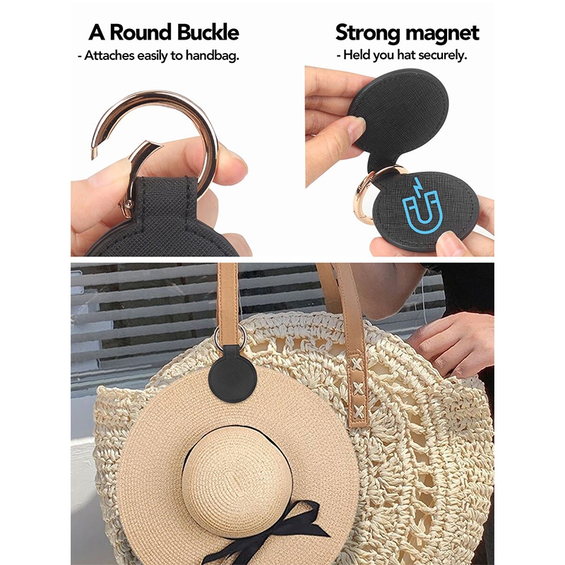 Magnetic Travel Hat Clip PU Leather Hat Clip Outdoor Multi purpose Hat Bag Clip