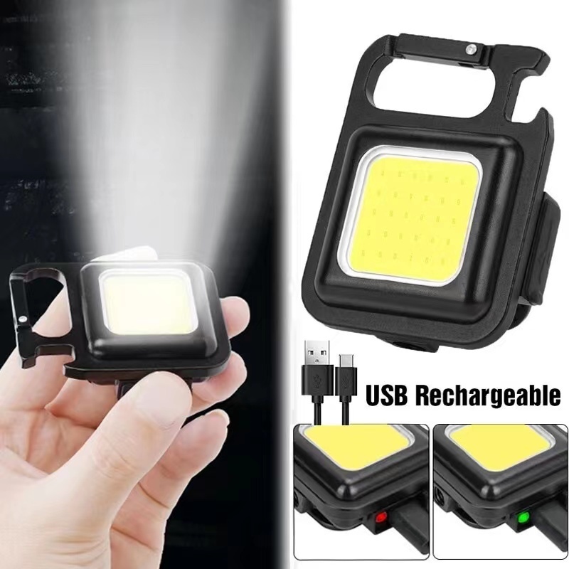 Keychain Light Mini LED Flashlight 500lm Portable COB USB Rechargeable ...