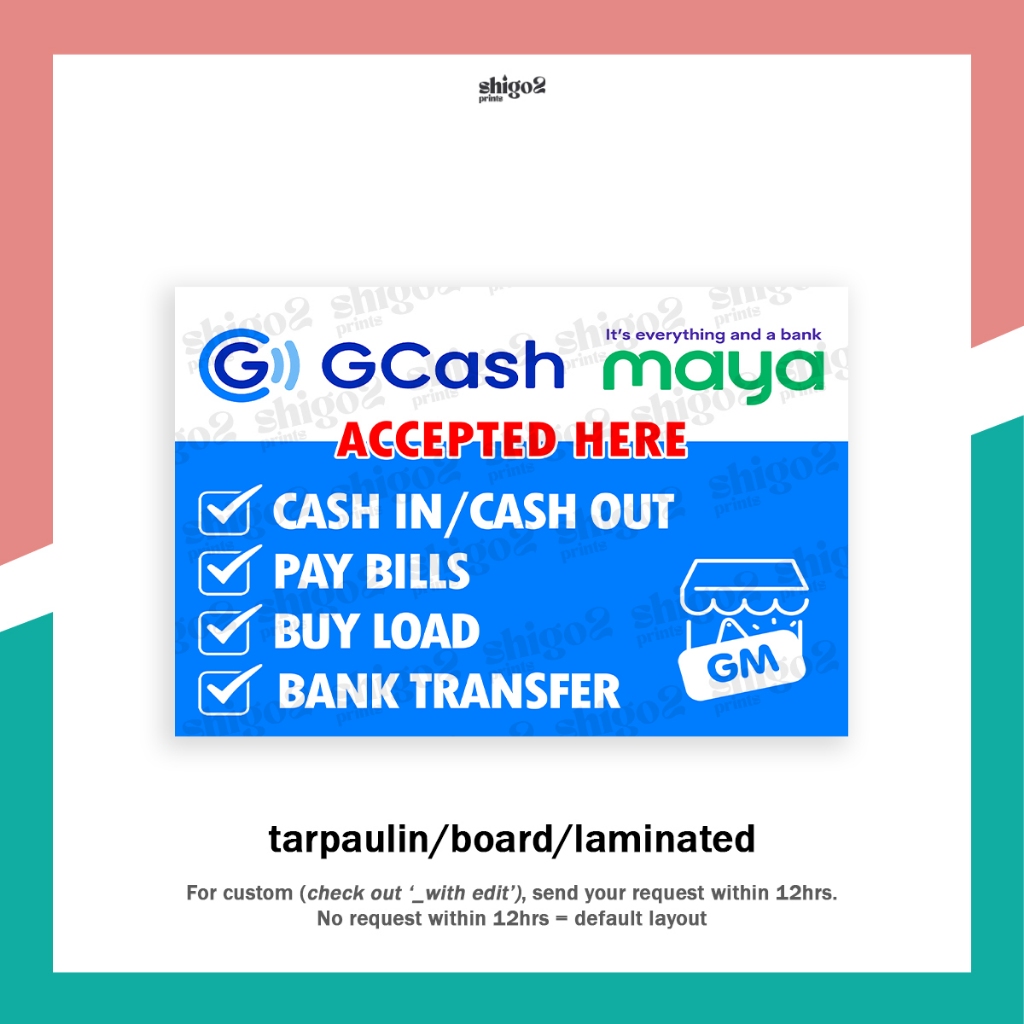 Gcash Maya Cash In Cash Out Signage | Shopee Philippines