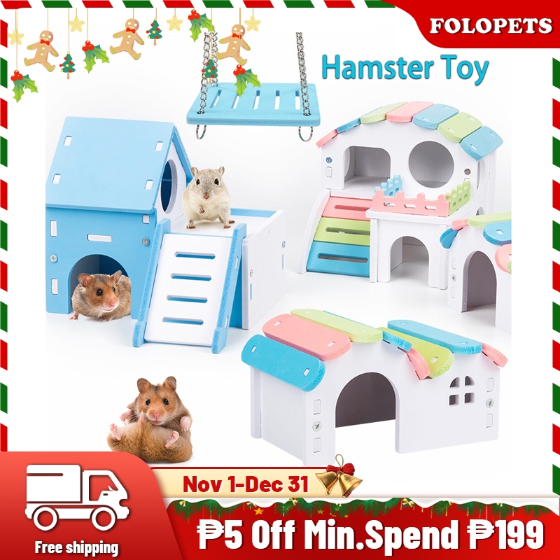 Image showcasing Hamster Castle Small Pet Sleeping House Hideout Cabin Hamster Toy ...