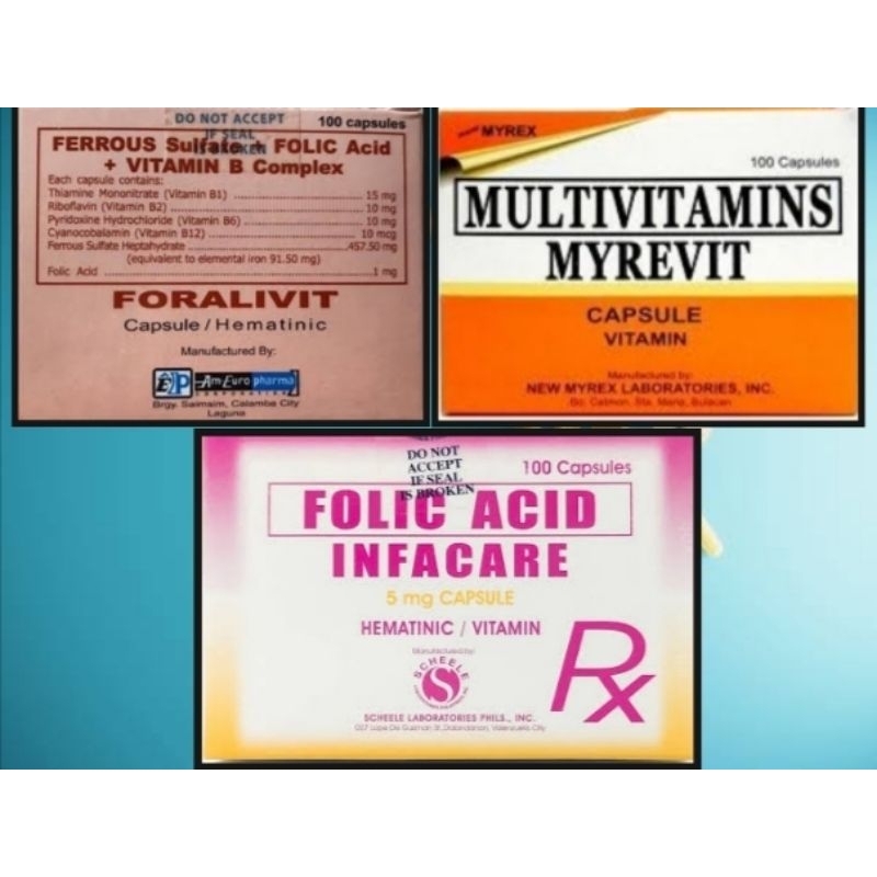 Myrevit/Folic acid/Foralivit multivitamins+iron Capsule Shopee