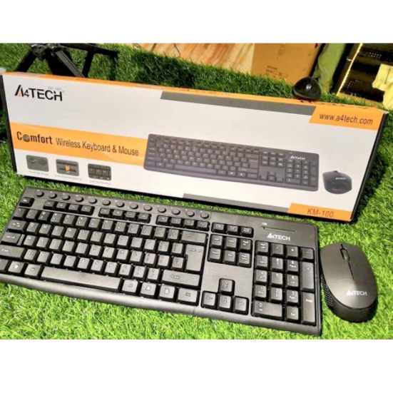 KM-100 KM100 A4Tech Combo Wireless Keyboard Wireless Mouse Set | Shopee ...