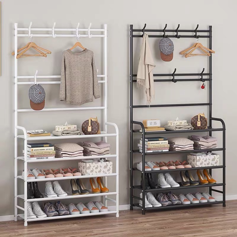SNJ 4 Layer Multifunctional Shoe Rack Organizer Simple Floor Coat Rack ...