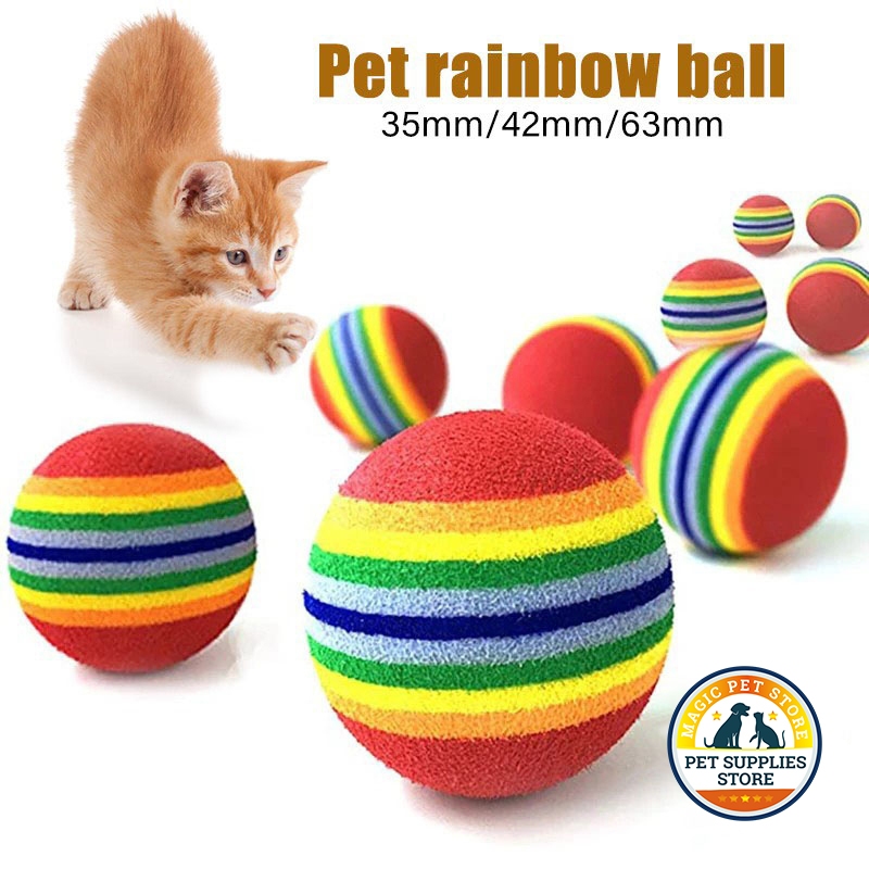 pet Puppy Cat toy ball Rainbow Chewing Interactive Ball Teething Toy