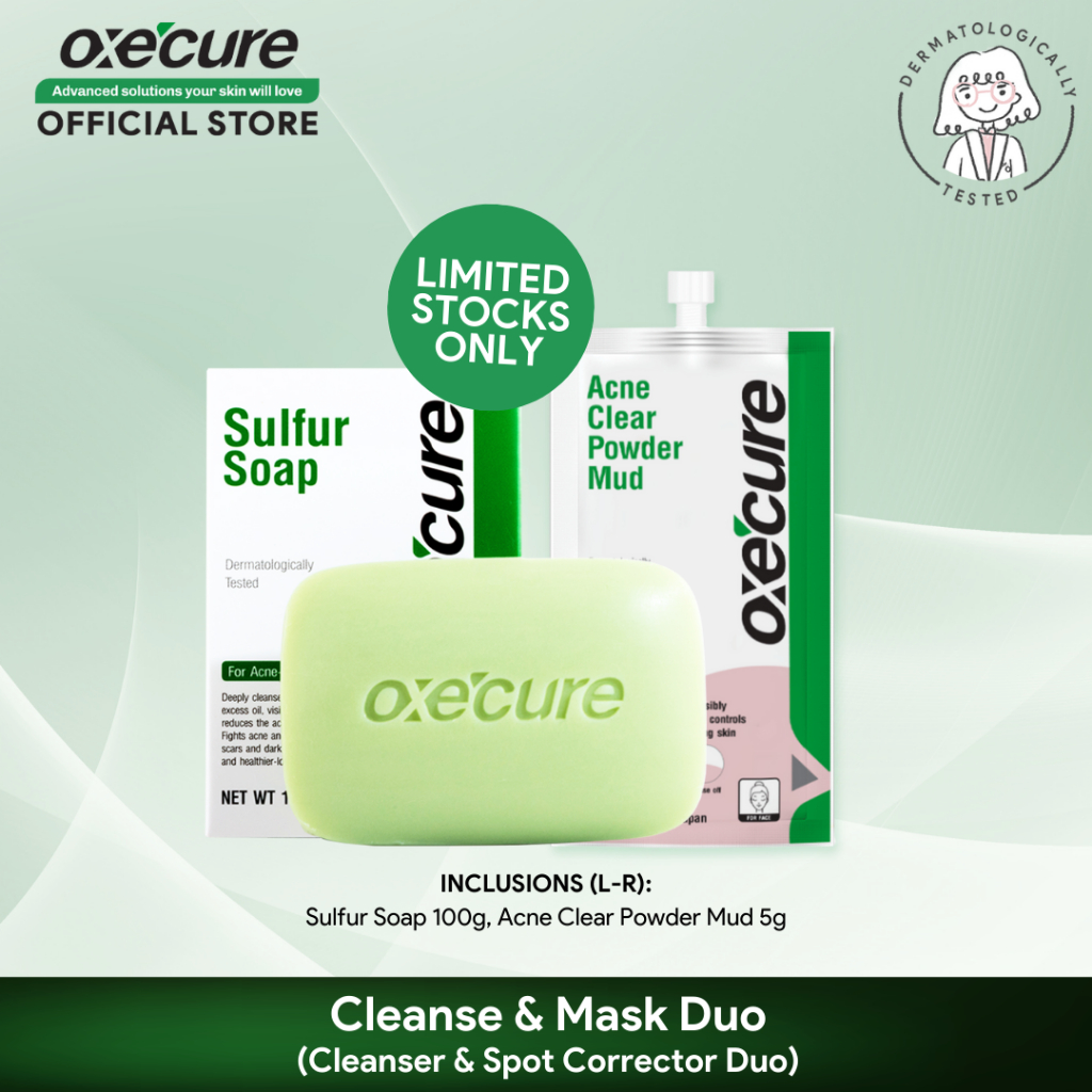 OXECURE Cleanse & Mask Duo (Sulfur Soap, Powder Mud) Shopee Philippines
