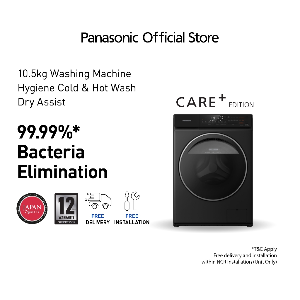 Panasonic NAV105FR1BP 10.5kg Hygiene Care Front Load Inverter Washing