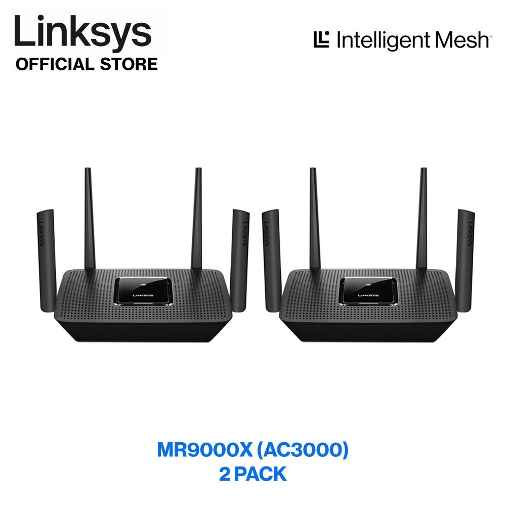 Linksys Max-Stream AC3000 Tri-Band Mesh WIFI 5 Router, 2 PACK