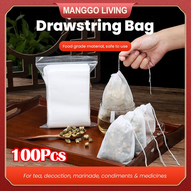 100Pcs Tea Bag With Drawstring Tea Strainer Herbal Medicine Seasoning ...