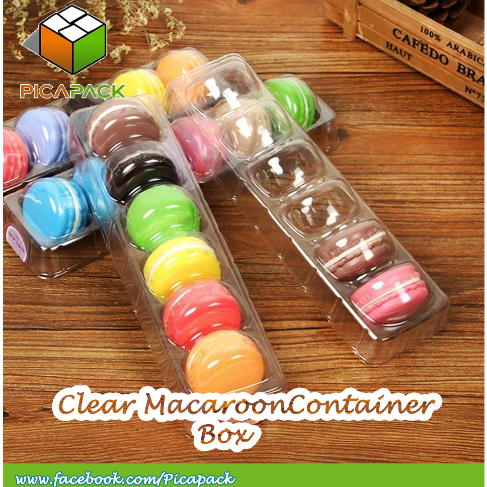 5pcs 6s Clear Macaroon Container Box Plastic Macaron Rectangular ...