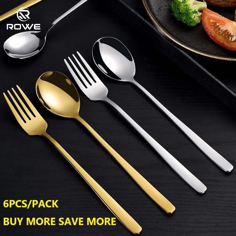ROWE 6pcs Korean Cutlery Korean Style Flatware Stainless Steel Dining