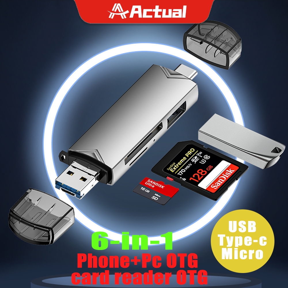 Actual 6 in 1 SD TF High Speed Memory Card Android Phone Adapter Type C