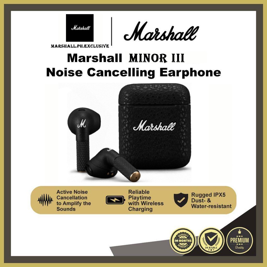 Marshall Minor III Wireless Bluetooth Earphone Waterproof Earbuds Noise ...