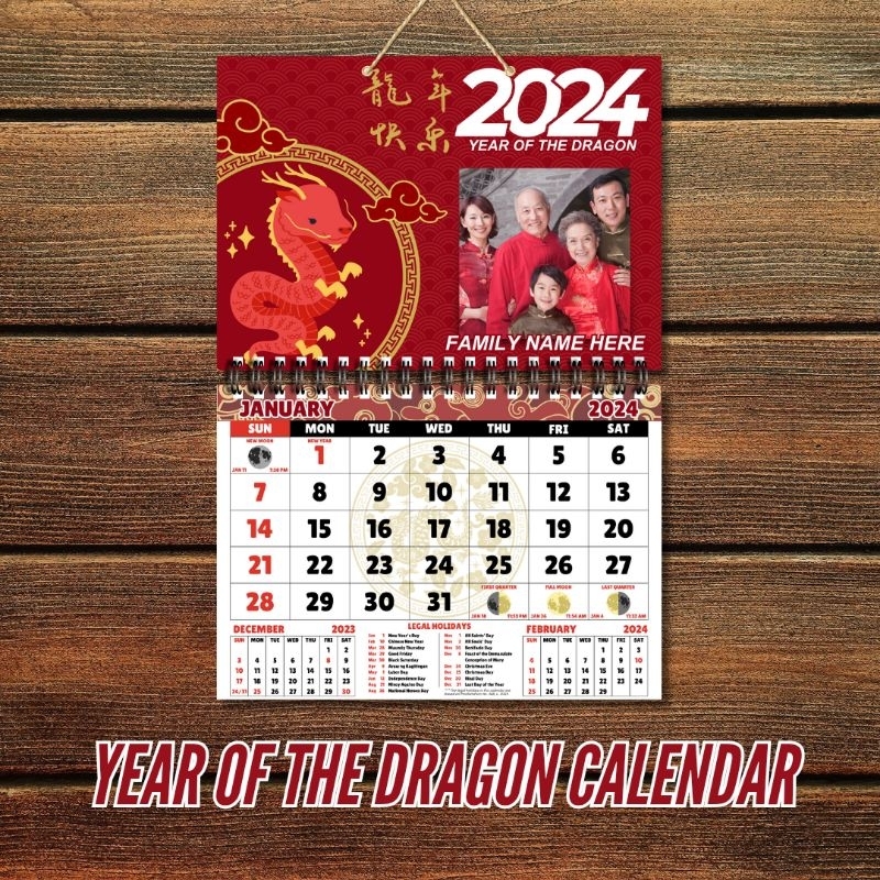 Wall Calendar 2024 Year of the Dragon Personalised Calendar