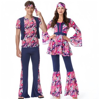 Couples Hippie Costumes for Women Male Carnival Halloween Vintage