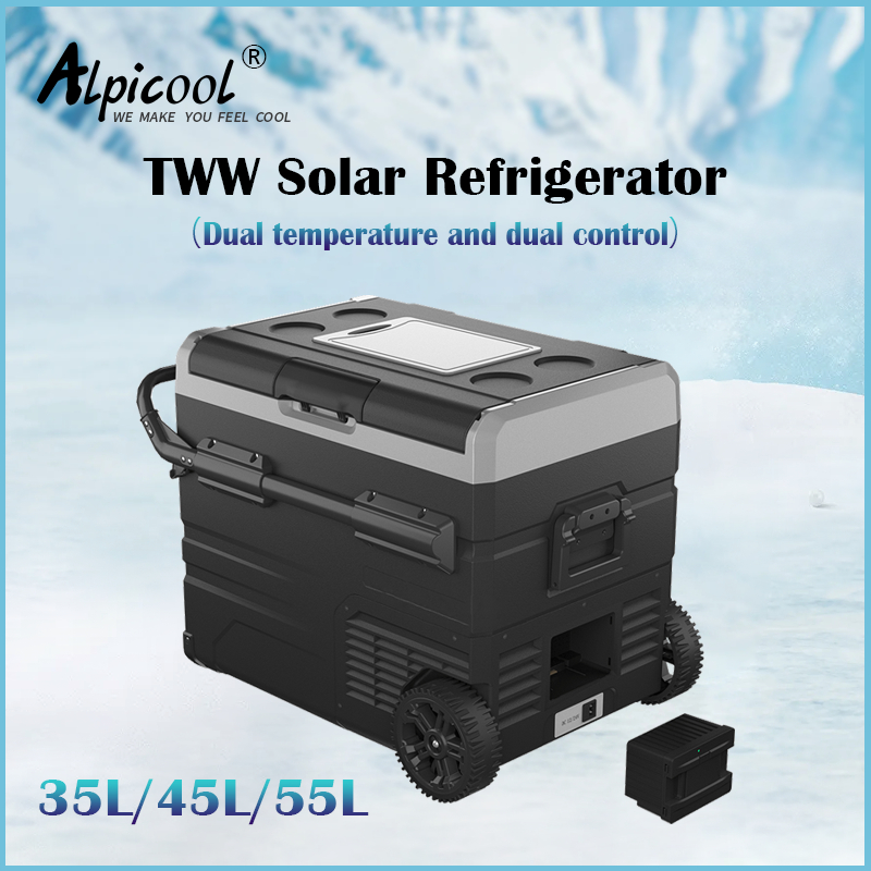 Alpicool TWW 35L/45L Portable Solar Fridge Freezer Wheels Handle Car