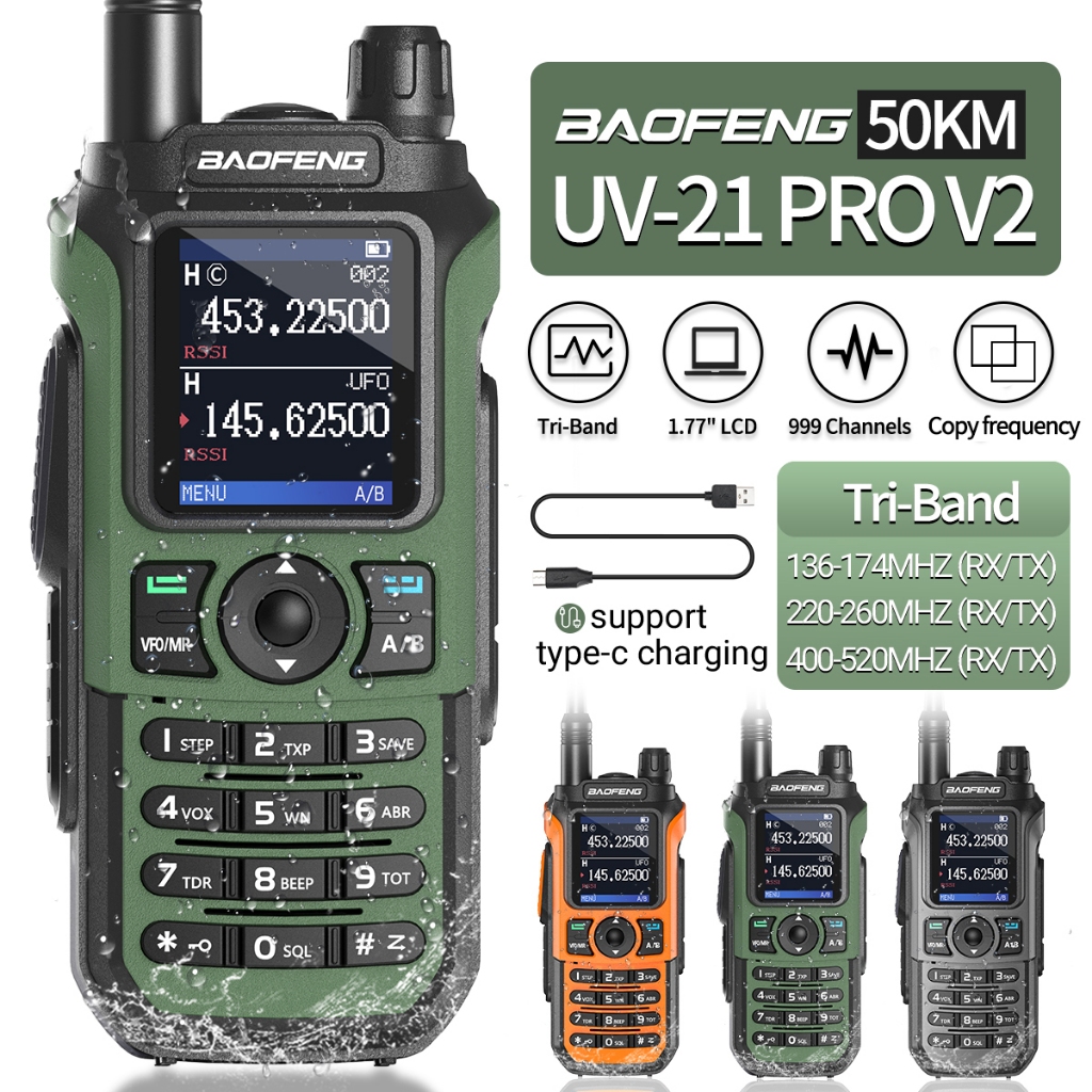 [Free Headset] Baofeng UV-21 Pro 10W Long Range Walkie Talkie Type c ...