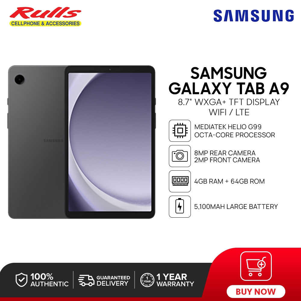 Samsung Galaxy Tab A9 WiFi / LTE Tablet 4GB+64GB MediaTek Helio G99 8.7” WXGA+ Display