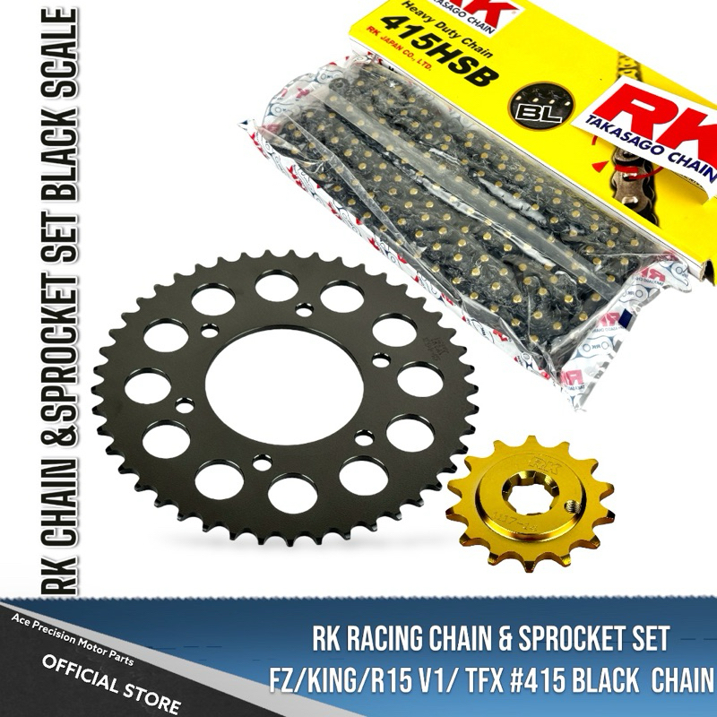 RK RACING CHAIN & SPROCKET 415 SNIPER KING150/155 FZ TFX R15 V1