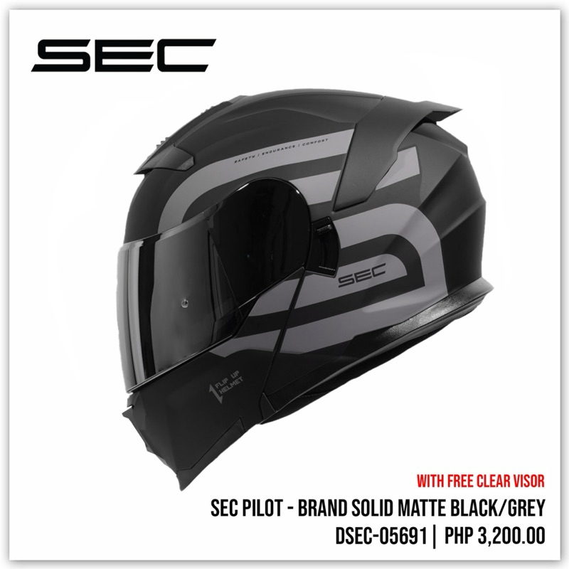 sec-pilot-modular-dual-visor-helmet-with-free-extra-clear-visor
