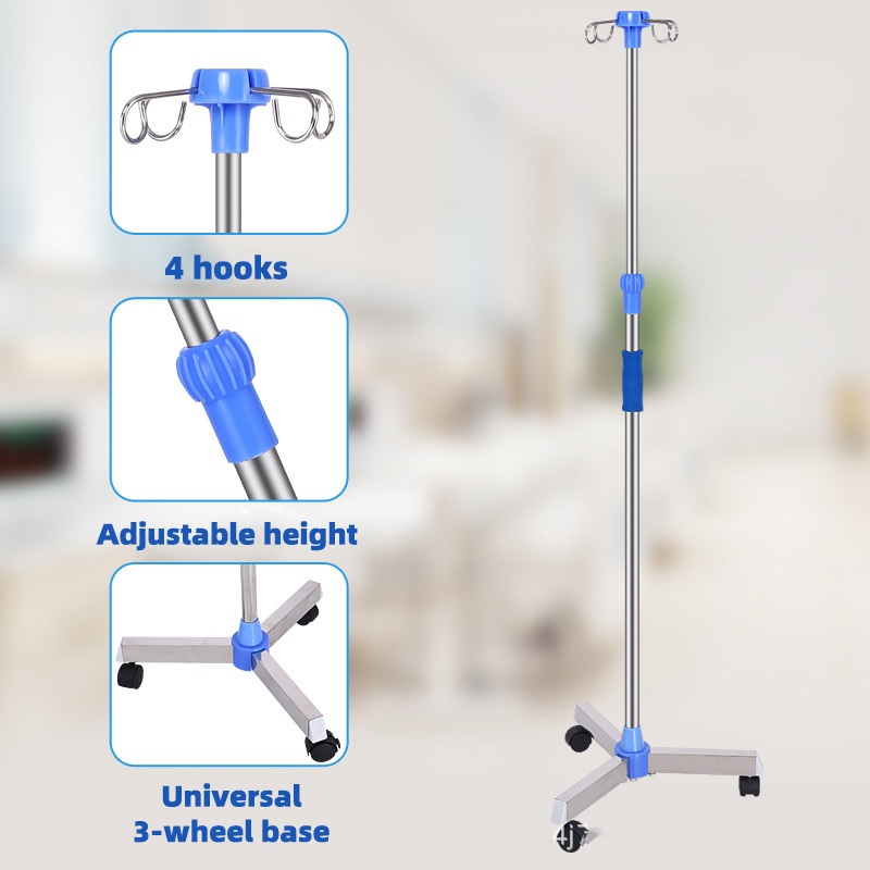 Stainless steel with wheels IV stand stand portable medical supplies ...