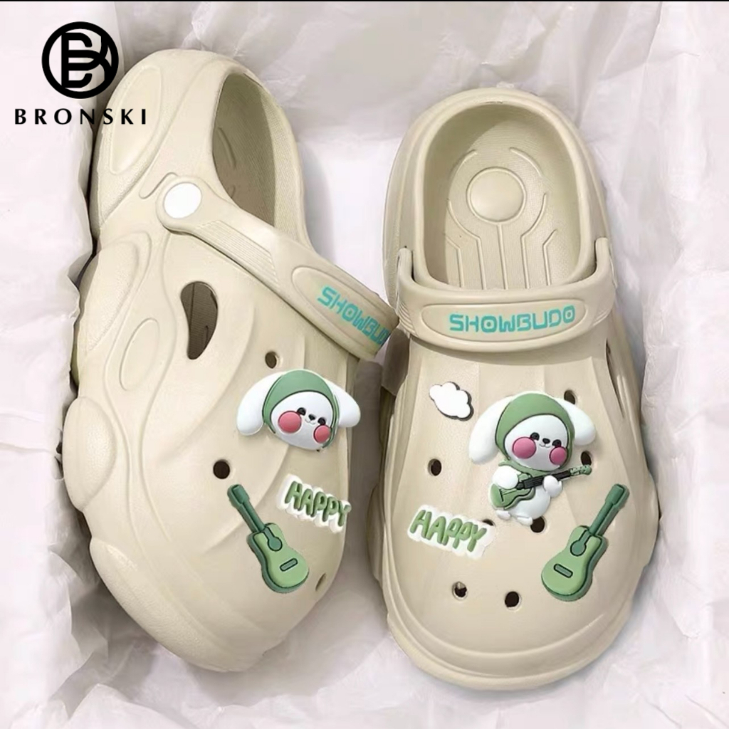 BRONSKI Korean Flat Sandals For Women Violin Dog Cartoon Clogs Slippers ...