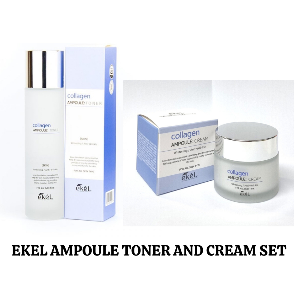 [Authentic] [Korean] EKEL COLLAGEN AMPOULE TONER AND CREAM Whitening
