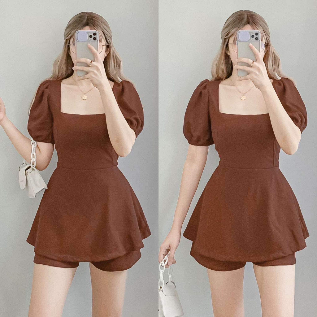 Namiholic Abby Puff Sleeves and Shorts Terno I Crepe Fabric I XS to Medium | Shopee Philippines