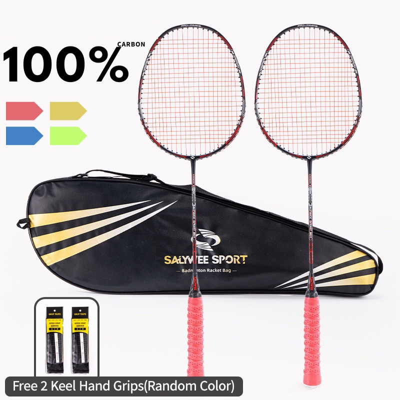 Badminton Racket 4U 25LBS G5 Black 2 Pcs Set Full Carbon Racquet ...
